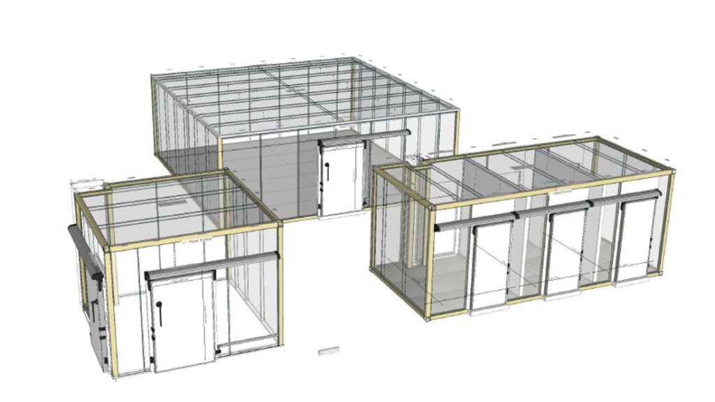 planos 3D proyecto de refrigeracion Zanotti con camaras modulares Boxcold